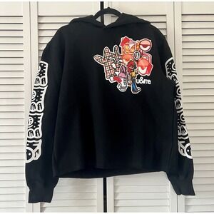 Kodone World U & Me 2022 Cropped Skateboard Hoodie Black Size S